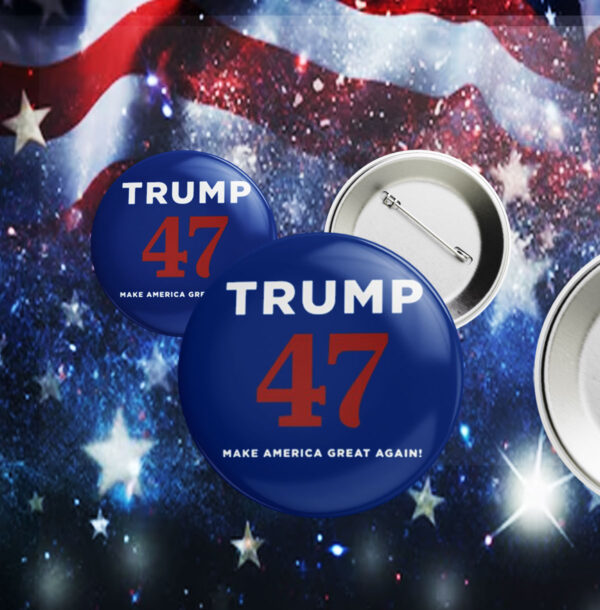 Trump 47 Make America Great Again Navy Pin Buttons