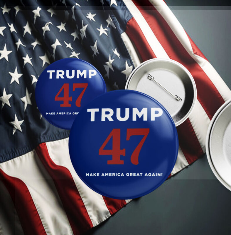 Trump 47 Make America Great Again Navy Pin Buttons