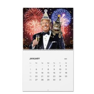 Trump Calendar 2025 All Season - Trump With Cat New Year Wall Calendar