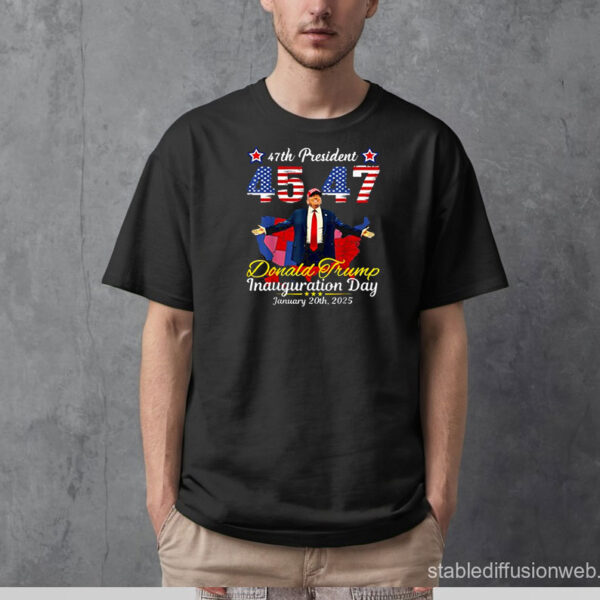 President Donald Trump Inauguration Day 2025 Memorabilia Flag T-Shirt