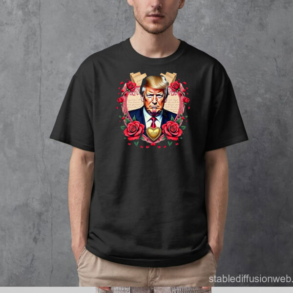 Trump Floral Portrait Heart Trump Is My Valentine Day Premium Shirt